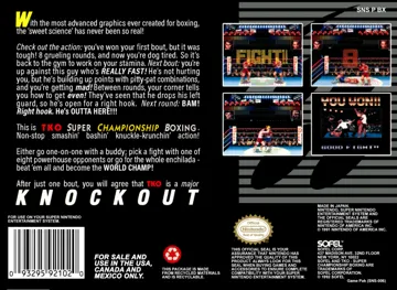 TKO Super Championship Boxing (USA) box cover back